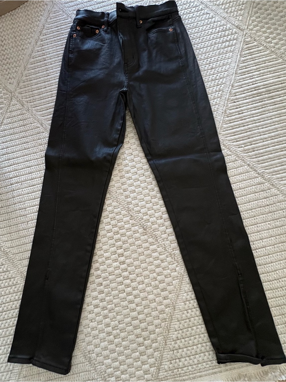 Women's Straight Leg Black Coated Denim Jeans - Sleek Everyday Essential